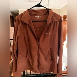Eddie Bauer Women's Athletic Zip Up in Rich Brown
